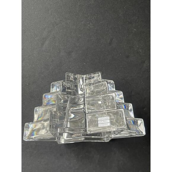 Vintage WMF Germany Lead Crystal Star Shaped Tapered Candle Holder MCM Deco (2) - Picture 6 of 7